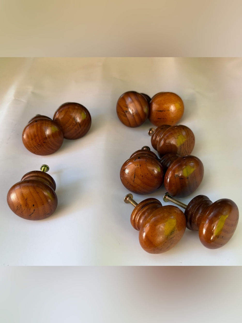 Turned Wood Cabinet Knobs in Warm Brown - Set of Decorative Pulls